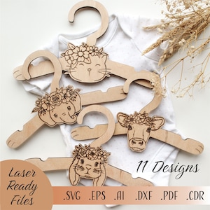 Blumen Tier Baby Schrank Kleiderbügel SVG, Tiere Bundle SVG, Tiere SVG, Laser geschnitten Glowforge Cricut digitaler Download Dateien, Schrank Teiler