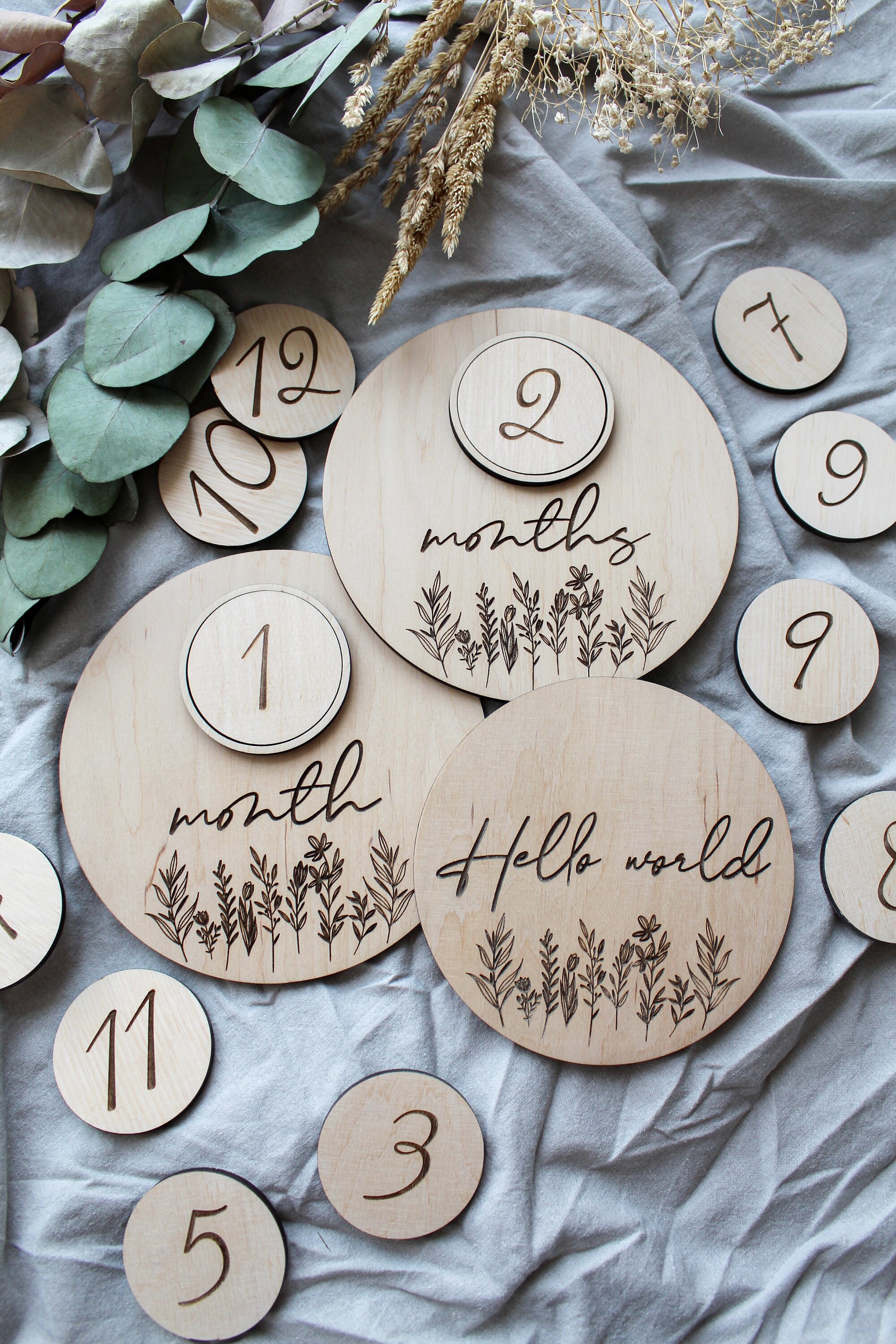 Wildflower Baby Monthly Tracker SVG – Floral Milestone Discs Laser ...