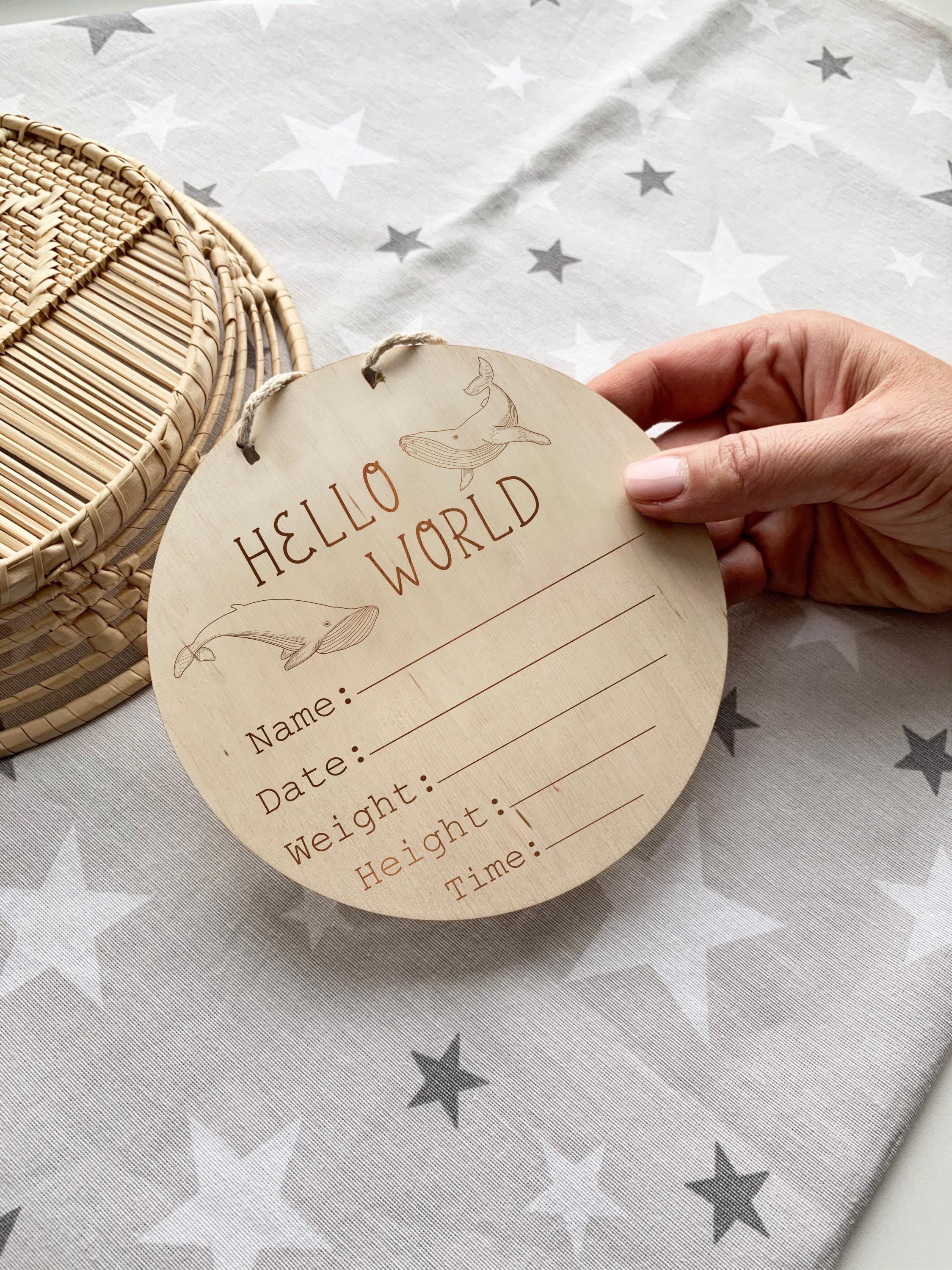 Whale Baby Birth Announcement Sign SVG Bundle – Hello World Laser Cut ...