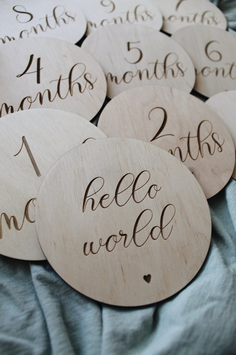 Heart Baby Milestone SVG for Laser Cut, Glowforge Wooden Monthly Signs ...