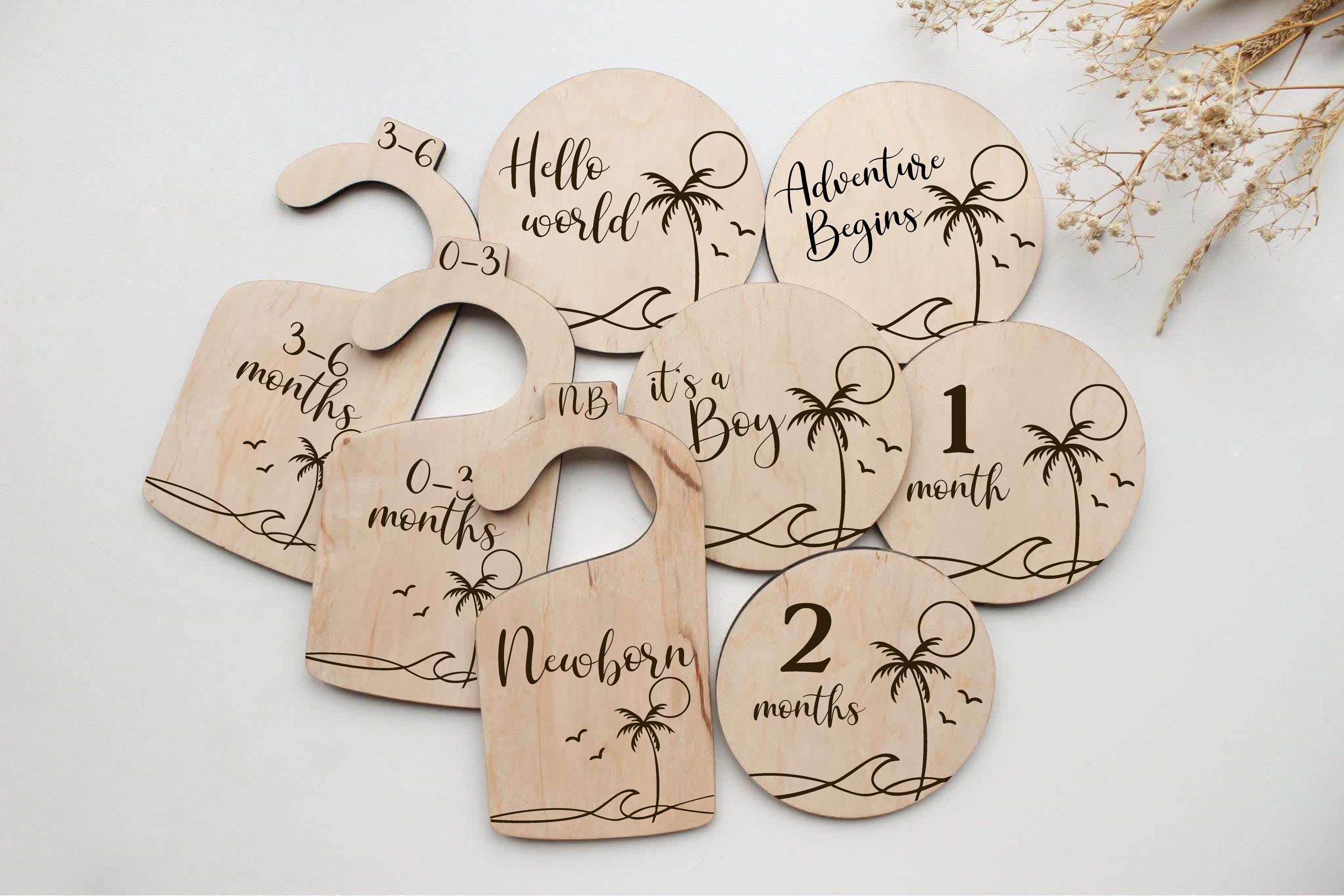 Coastal Baby Milestone Cards SVG Bundle for Glowforge, Laser Cut Closet ...