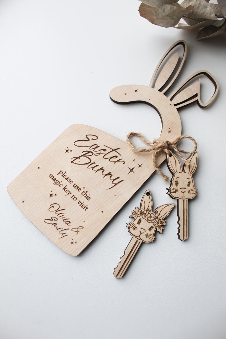 Easter Rabbit Key Svg SVG Easter Bunny Please Stop Here Door Knob Sign, Easter Bunny Door ...