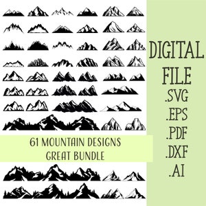 61 Mountains SVG Bundle, File For Cricut, For Silhouette, Forest Tree svg, outdoors adventure svg, landscape svg, Mountain svg clipart