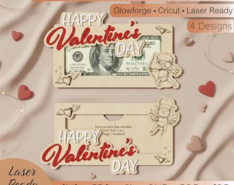 Valentine’s Day Money Holder SVG | Laser Cut Cash Gift Card | Glowforge Cricut Money Holder | Romantic Valentine Gift File