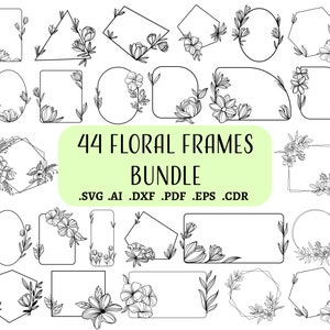 Pacote SVG de molduras florais, flores silvestres svg, pacote svg de círculo, pacote svg de guirlanda, svg de guirlanda, presente de feliz dia das mães, SVG floral