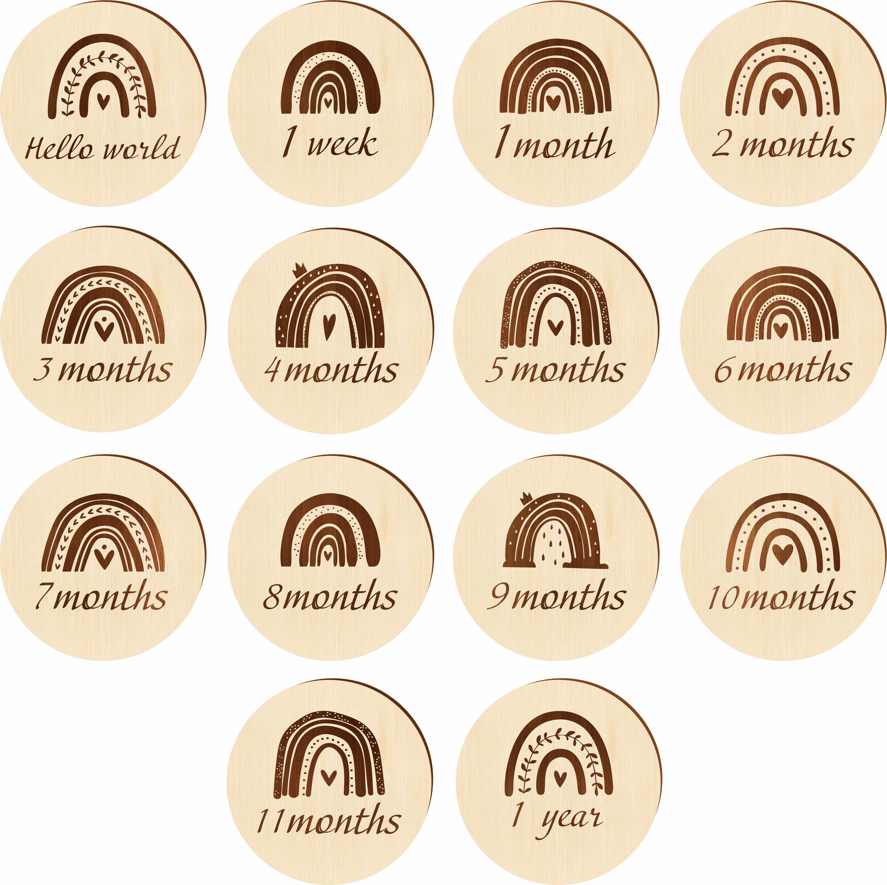 Rainbow Baby Milestone Cards SVG, Laser Cut Engraving File for ...