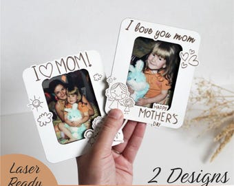 Imán para fotos del Día de la Madre, marco de imán SVG, archivo láser, regalos, juego de marcos de fotos cortados con láser para el Día de la Madre, regalo para cumpleaños, aniversarios