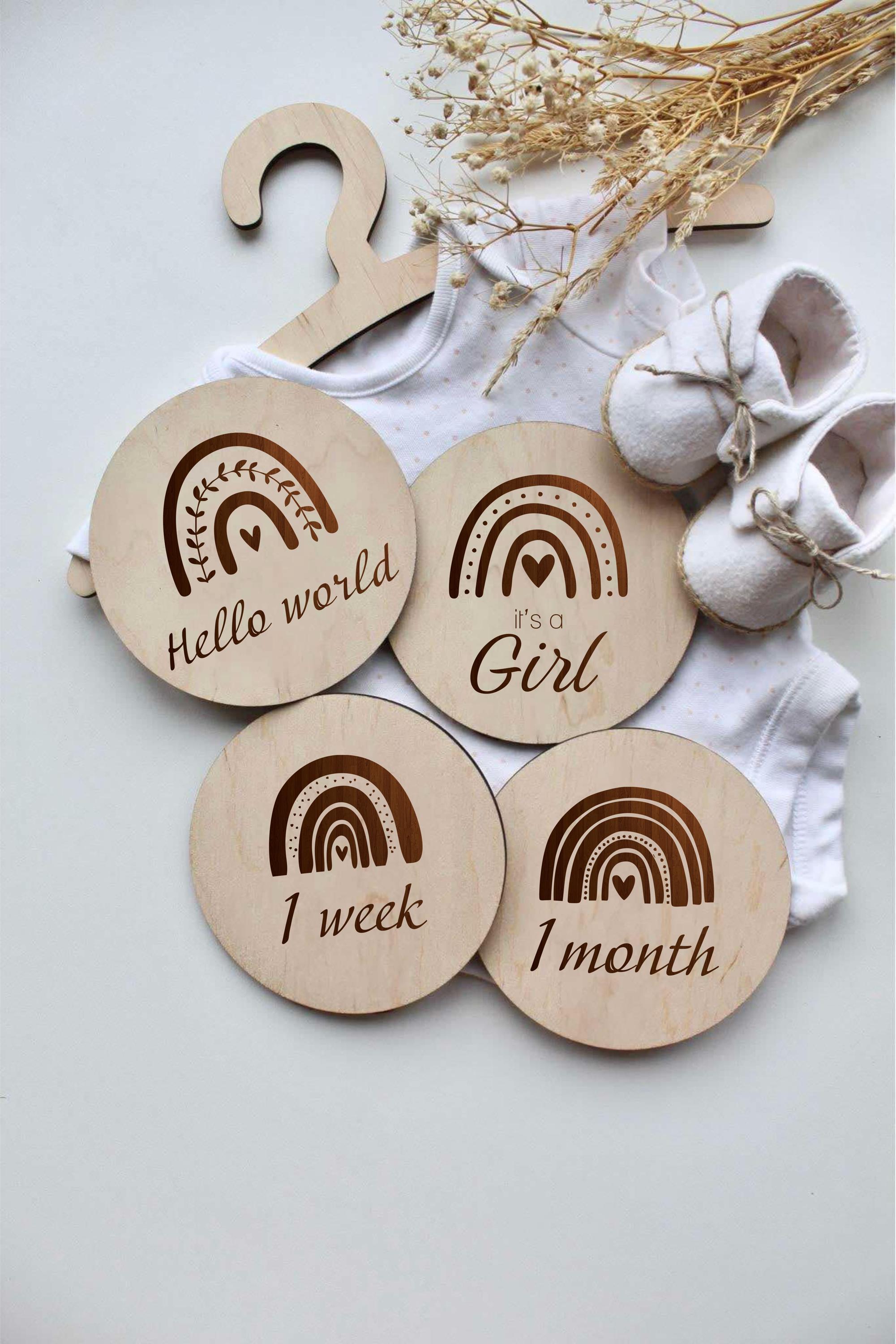 Rainbow Baby Milestone Cards SVG, Laser Cut Engraving File for ...
