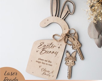 SVG Osterhase Bitte stopp hier Türknauf Zeichen, Osterhase Türhänger Laser geschnitten Datei, digitaler Download Glowforge SVG Ostern Türhänger