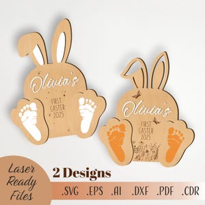 Signe personnalisé de SVG d'empreinte de pas de première Pâques, mon premier SVG de Pâques, SVG d'empreinte de pas de Pâques, fichier de Pâques, certain lapin vous aime fichier numérique