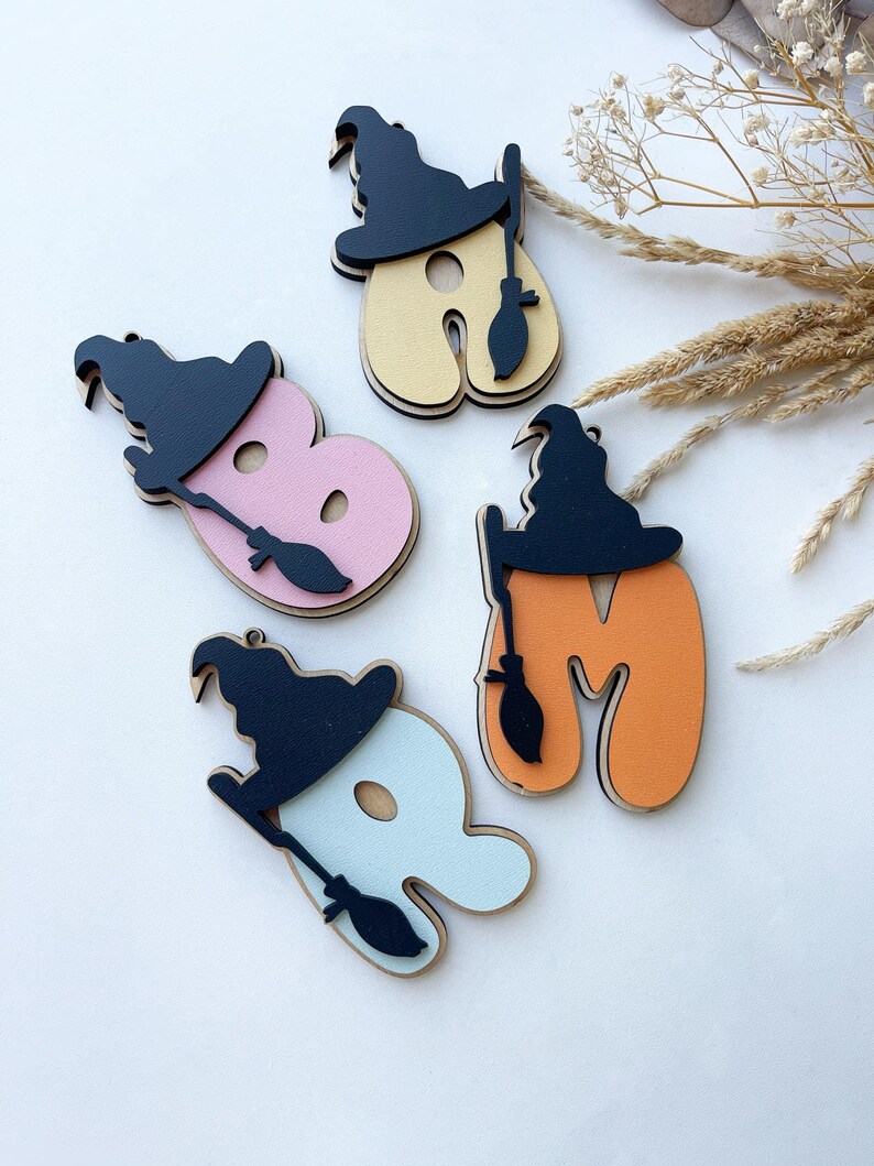 Halloween Letters Ornaments SVG Bundle, Halloween Decor Template, Tags ...