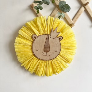 Lion Face Raffia Wall Hanging, Safari Jungle Nursery, Lion Head Boho Nursery Decor Kid room Decor, 1st Birthday Gift, Safari Nursery Decor image 4