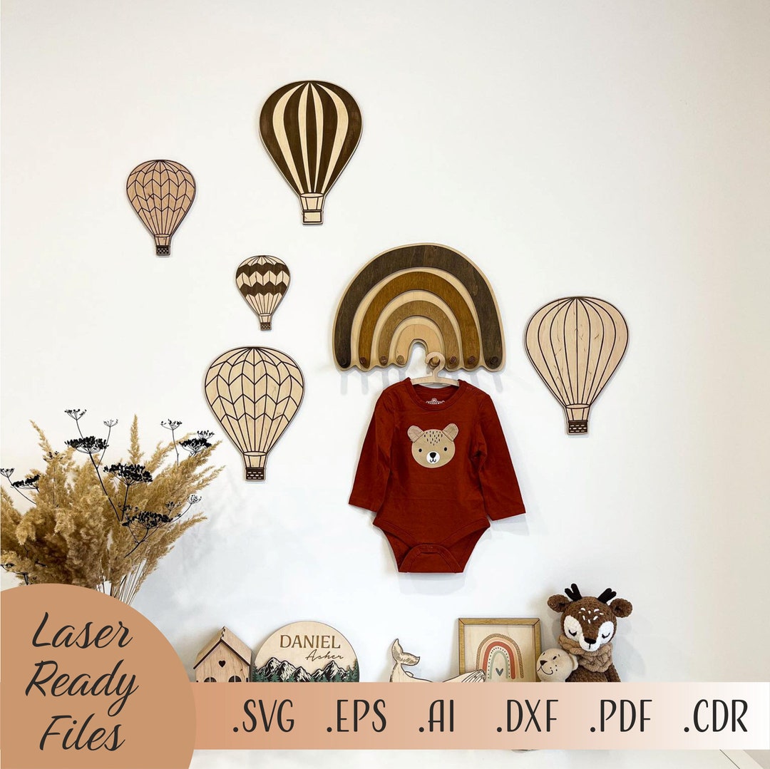 Hot Air Balloons SVG, Nursery Wall Decor SVG, Laser Cut Balloons SVG ...