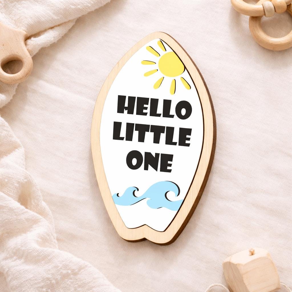 Surfboard Baby Milestone Cards SVG | 3D Laser Cut Files | Beach Baby ...