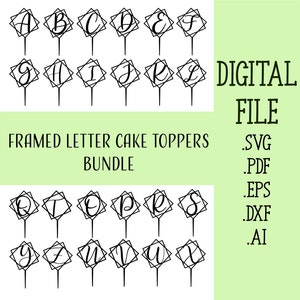 Wedding cake topper svg, birthday topper svg mogram cake topper svg Topper Laser Cut Files Digital Download Glowforge File for laser cutting