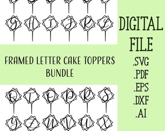 Hochzeit Tortenstecker svg, Geburtstagskuchenstecker svg Topper Laser Cut Files Digitaler Download Glowforge-Datei für das Laserschneiden