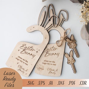 Paashaas Gelieve te stoppen hier SVG, Paashaas Deurknop Teken Svg, Paashaas Deur Hanger Laser Cut Bestand, Pasen SVG, Paashaas Teken