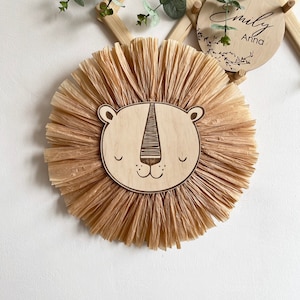 Lion Face Raffia Wall Hanging, Safari Jungle Nursery, Lion Head Boho Nursery Decor Kid room Decor, 1st Birthday Gift, Safari Nursery Decor image 6