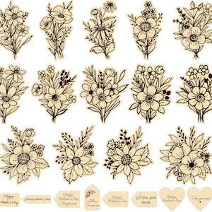 14 Blumenstrauß Designs SVG Bundle, Wildblumen SVG, Laser geschnitten Glowforge Cricut digitaler Download-Datei, glückliches Muttertagsgeschenk, Floral SVG