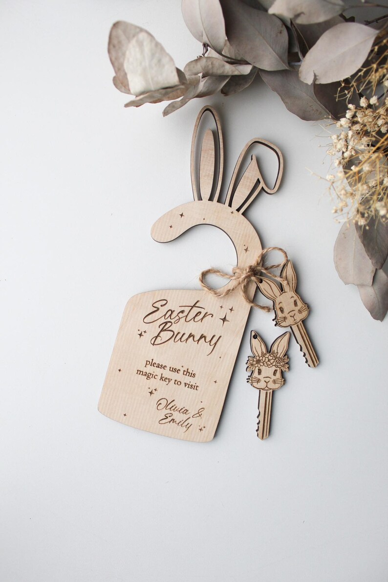 Easter Rabbit Key Svg SVG Easter Bunny Please Stop Here Door Knob Sign, Easter Bunny Door ...