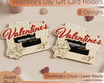 Valentine’s Day Gift Card Holder SVG, Laser Cut Valentine Money Holder, Laser Cut Cash Gift Card, Glowforge Cricut Laser Files, 8 Designs