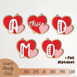 Etiqueta de regalo de San Valentín SVG, etiqueta de letra de corazón SVG, etiqueta de letra de corazón, etiqueta de San Valentín para niños, etiqueta de canasta de amor con corazón, etiqueta con nombre, archivo láser de moda