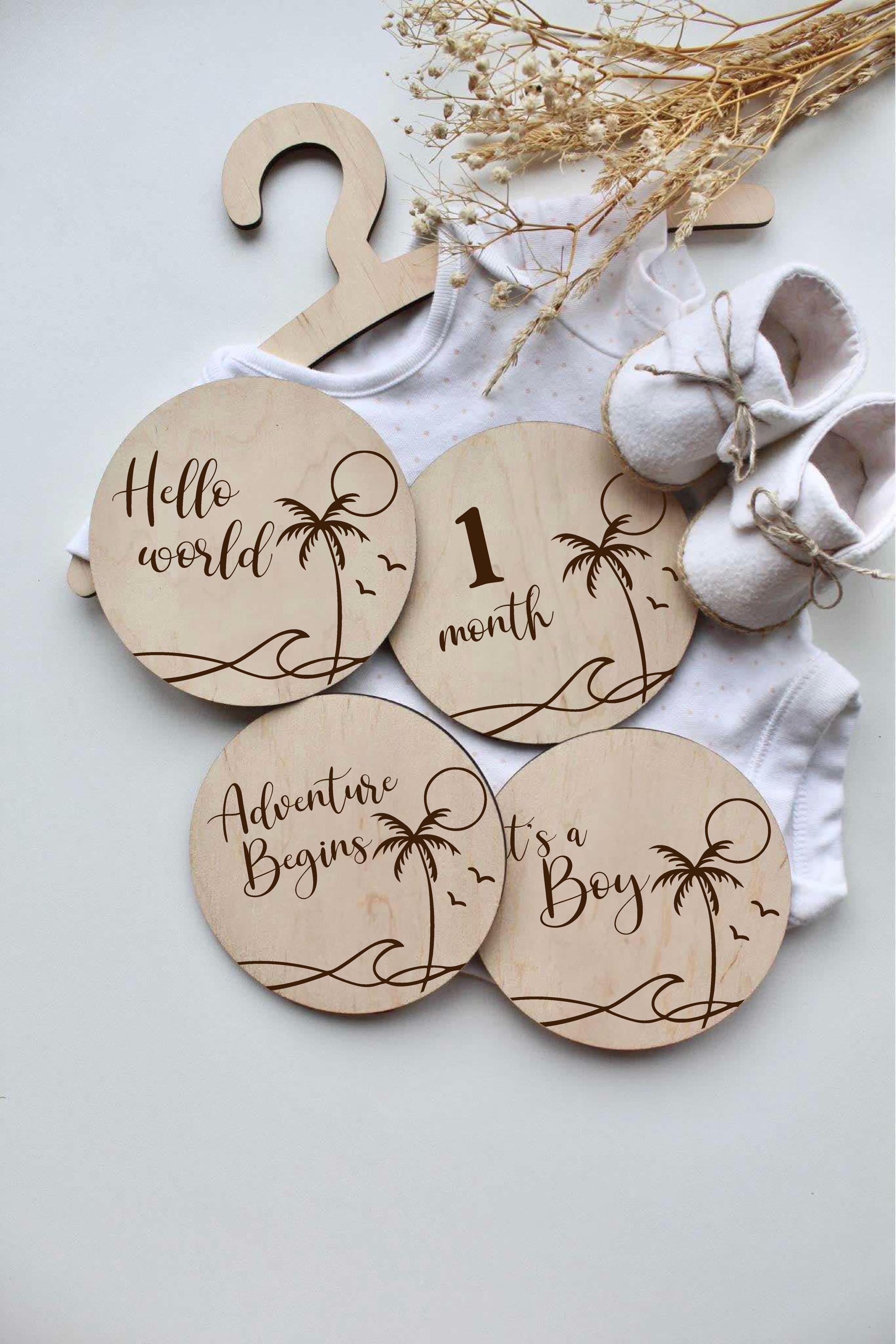 Coastal Baby Milestone Cards SVG Bundle for Glowforge, Laser Cut Closet ...