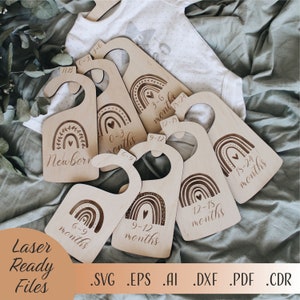 Rainbow Baby Closet Dividers SVG-bundel, Rainbow SVG, Floral SVG, Lasergesneden Glowforge Cricut digitale downloadbestanden, Closet Dividers svg