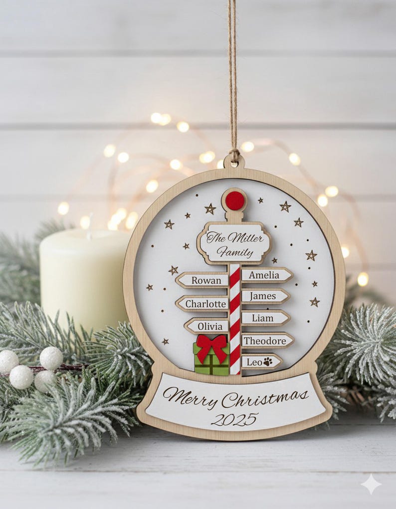 North Pole Family Name Ornament SVG, Personalized Christmas Laser Cut ...