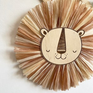 Lion Face Raffia Wall Hanging, Safari Jungle Nursery, Lion Head Boho Nursery Decor Kid room Decor, 1st Birthday Gift, Safari Nursery Decor image 8