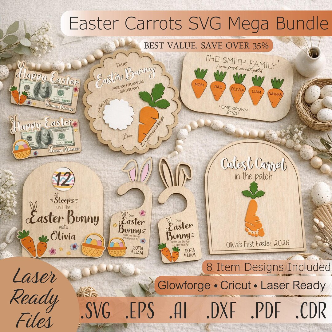 Easter Carrot SVG Mega Bundle, Laser Cut Files for Glowforge, Please ...