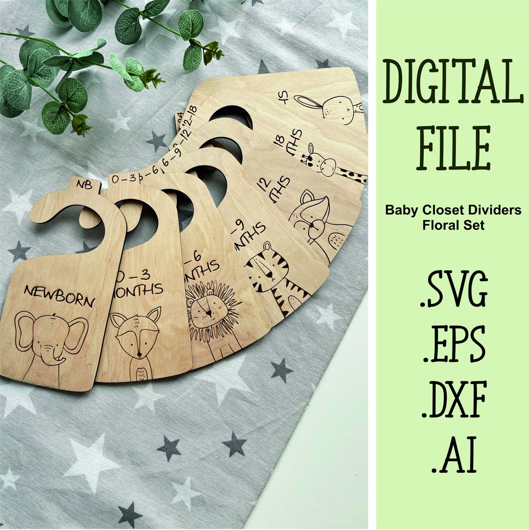 Baby Closet Dividers SVG Animals Bundle, Safari SVG, Animals SVG, Laser