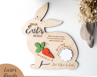 Easter Bunny Tray Svg, Carrot Plate Digital download Glowforge,  Laser Cut File Easter treat board, Personalized Bunny shaped serving tray