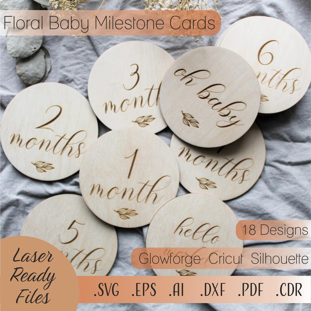 Floral Baby Monthly Milestone SVG Bundle, Hello World Baby Stats SVG ...