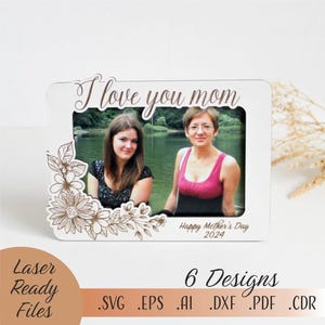 Mother's Day Photo Frame SVG Mother Picture Frame Laser Cut Files Gift for Grandma, Gift for Mom Laser file gift idea grandma Moms Day SVG