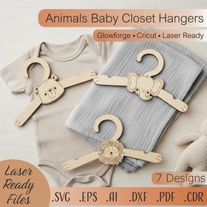 Tier Baby Schrank Teiler SVG | Baby Kleiderbügel aus Holz Laser Cut Dateien | Kinderzimmer Organisation | Glowforge Cricut digitaler Download