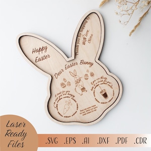 Osterhase Tablett, Karotte Platte Digitaler Download Glowforge, Laser Cut Datei Ostern Leckerbissen, personalisiertes Kaninchen förmiges Serviertablett