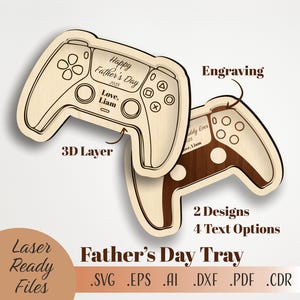 Father&#39;s Day Gift SVG, Game Controller Tray Laser Cut, Gift For Dad, Fathers Birthday Gifts Svg, Laser Cut Glowforge Digital download Files