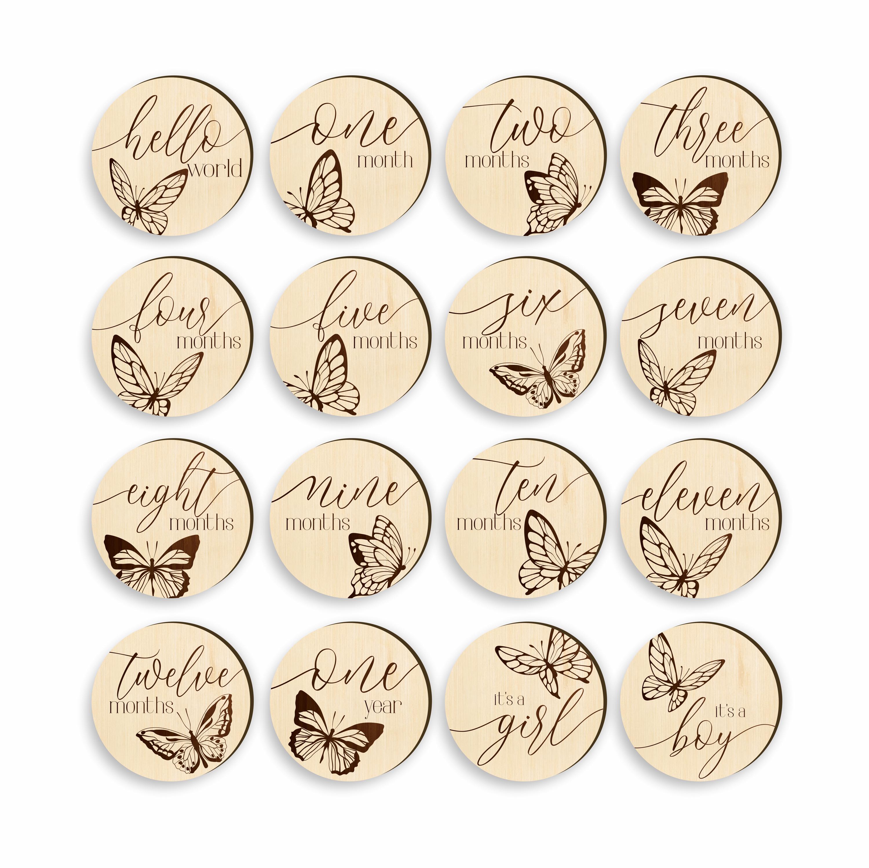 Baby Milestone Cards SVG Butterfly | Laser Cut Baby Monthly Signs ...