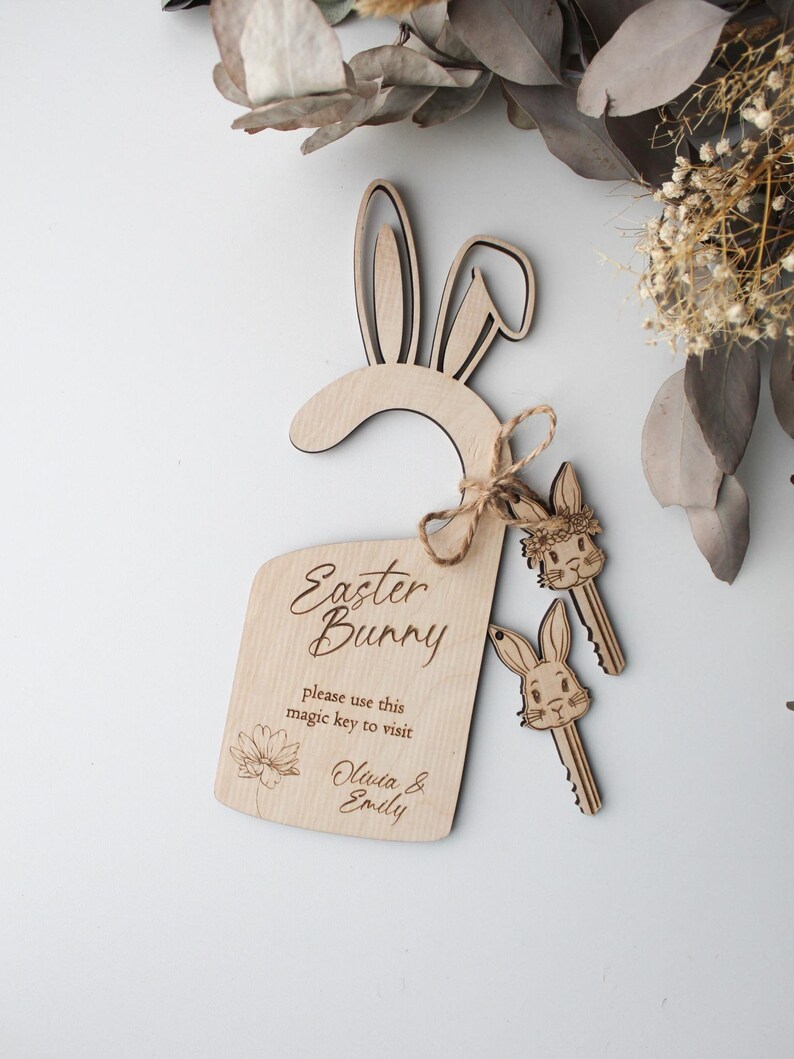 Easter Rabbit Key Svg SVG Easter Bunny Please Stop Here Door Knob Sign, Easter Bunny Door ...