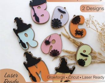 Halloween Alphabet Tags SVG Bundle – Spooky Letters Laser Cut Files for Cricut & Glowforge, Halloween Party Decor, Treat Bag Tags