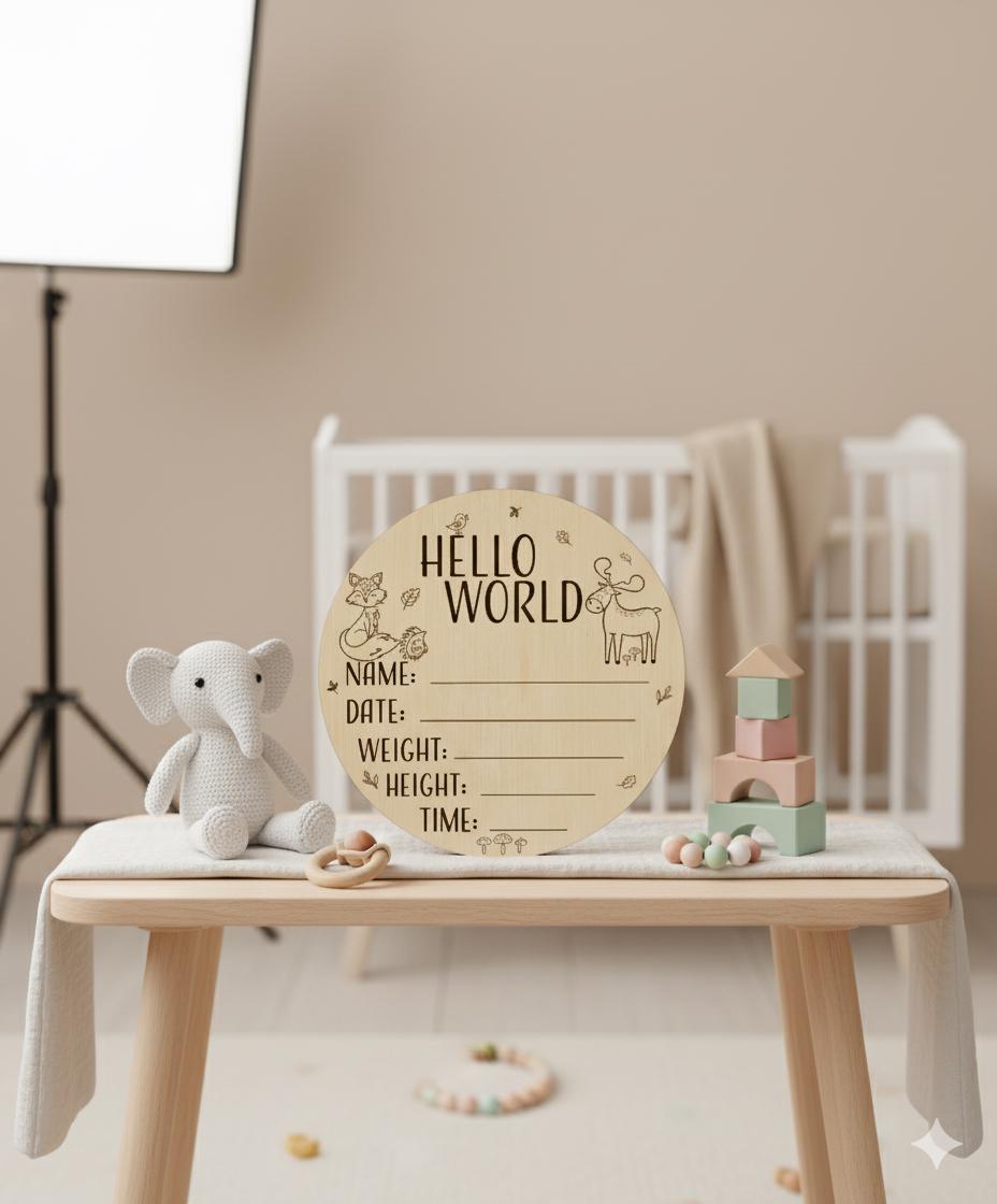 DIGITAL DOWNLOAD Baby Name Announcement Photo Prop Sign, Hello World or ...