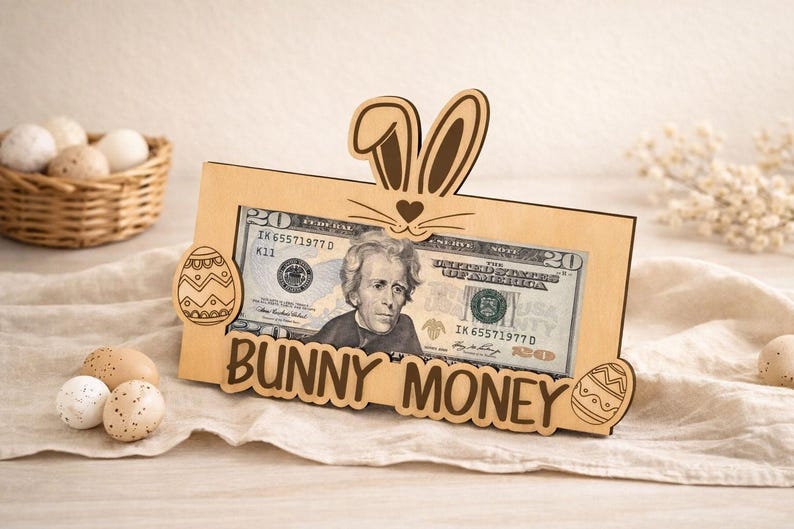 Stuffer Svg Easter Bunny Money Holder SVG Laser Cut File, Personalized Kids Easter ...