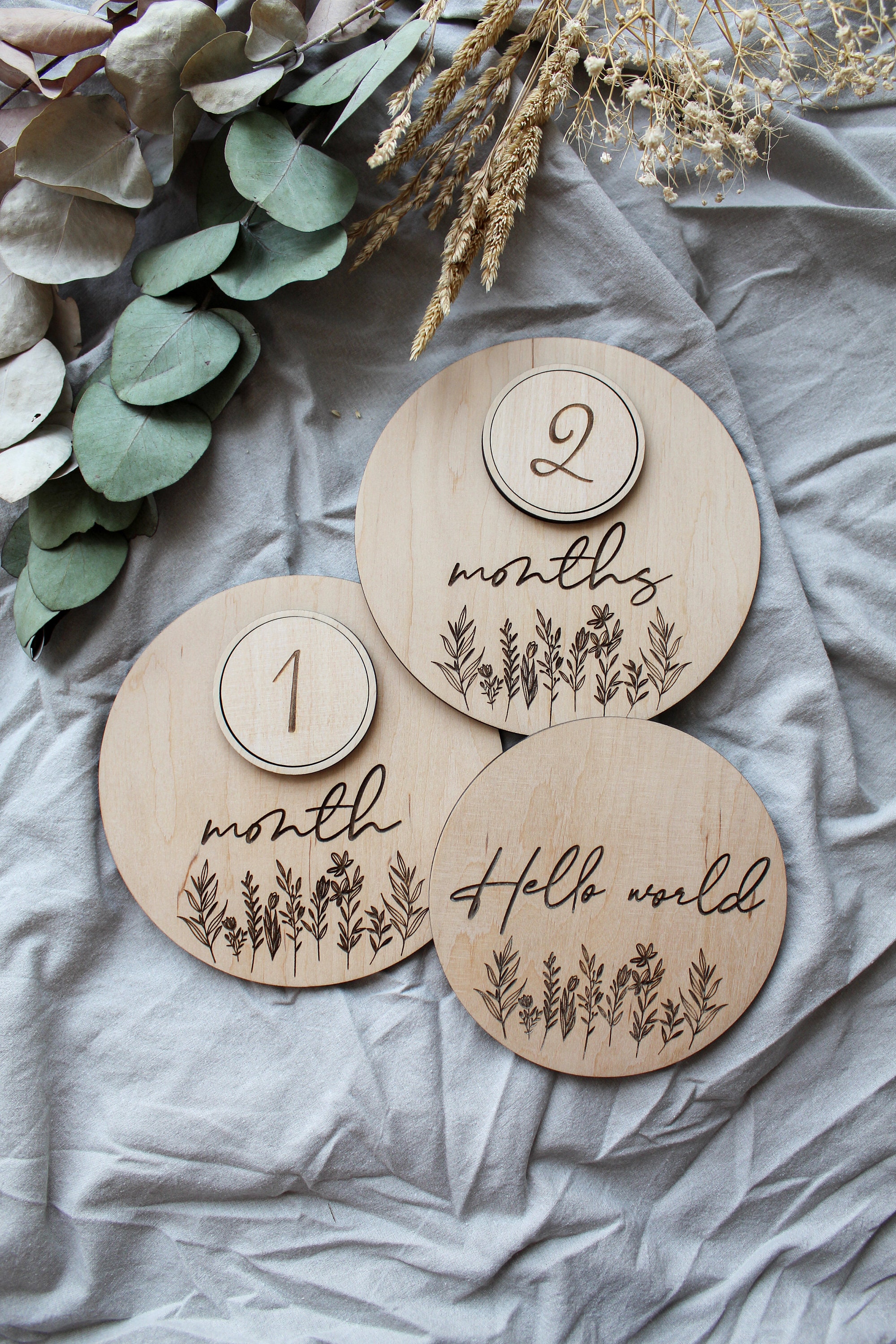 Wildflower Baby Monthly Tracker SVG – Floral Milestone Discs Laser ...