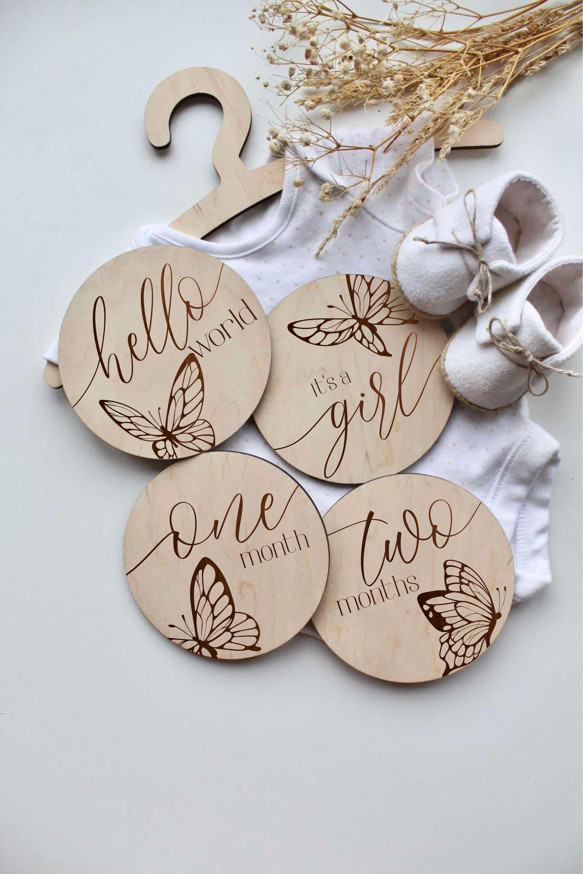 Baby Milestone Cards SVG Butterfly | Laser Cut Baby Monthly Signs ...