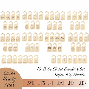 10 sets babykastverdelers SVG-bundel, wilde bloemen SVG, Floral SVG, lasergesneden Glowforge Cricut digitale downloadbestanden, mijlpaalkaarten