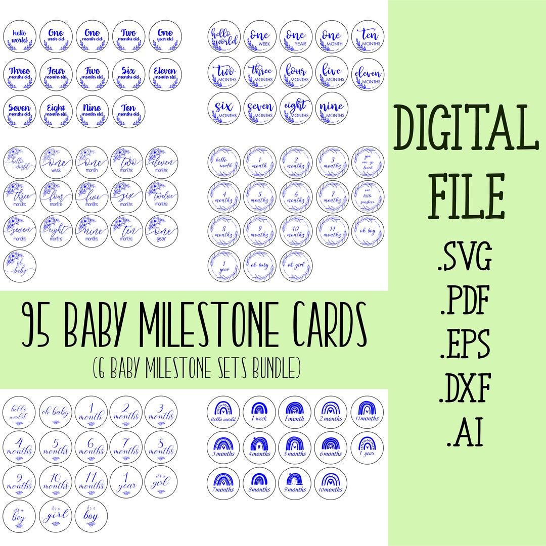 95 Baby Monthly Milestones Svg Bundle, Monthly Milestone Baby Stats Svg ...