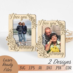 Cadre photo fête des mères SVG Cadre photo aimanté mère fichiers découpés au laser Cadeau pour grand-mère Cadeau pour maman Idée cadeau Cadeau Saint-Valentin SVG