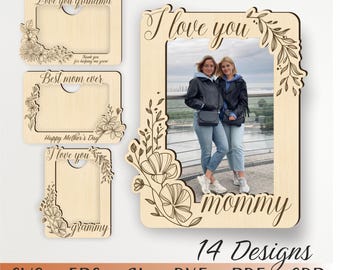 Mothers Day Picture Magnet Svg Magnet Frame SVG Laser file gifts Mother's Day Laser Cut Photo Frames Set Gift for Birthdays Anniversaries