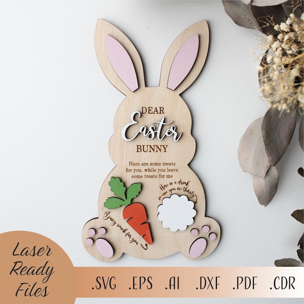 Easter Bunny treat tray SVG, Personalized Easter treat board Laser Cut File, Easter Bunny Tray Laser File, Easter Tray Laser File Svg